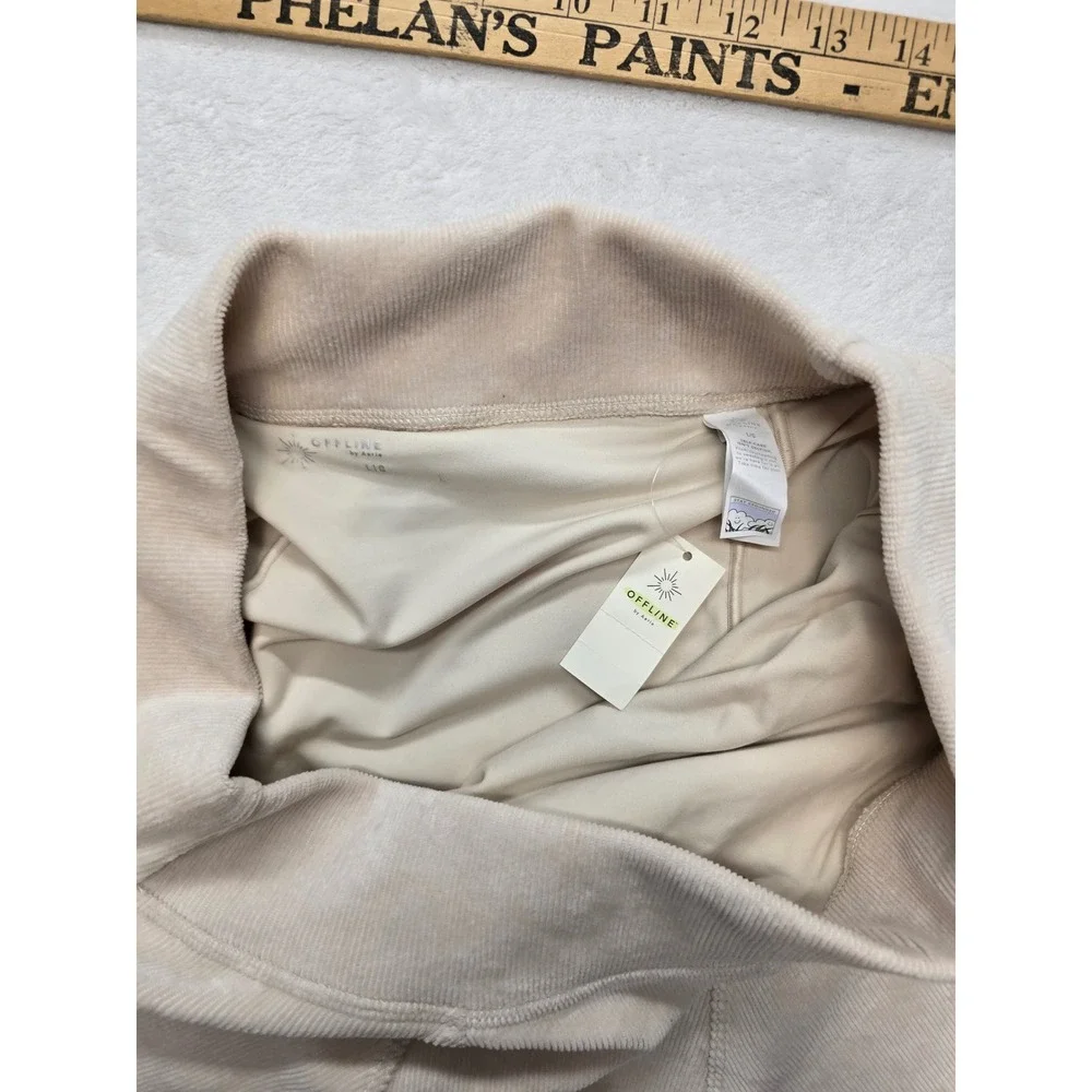 OFFLINE by‎ Aerie Corduroy Skort Cream Ribbed Athletic Tennis Skirt Womens L NWT